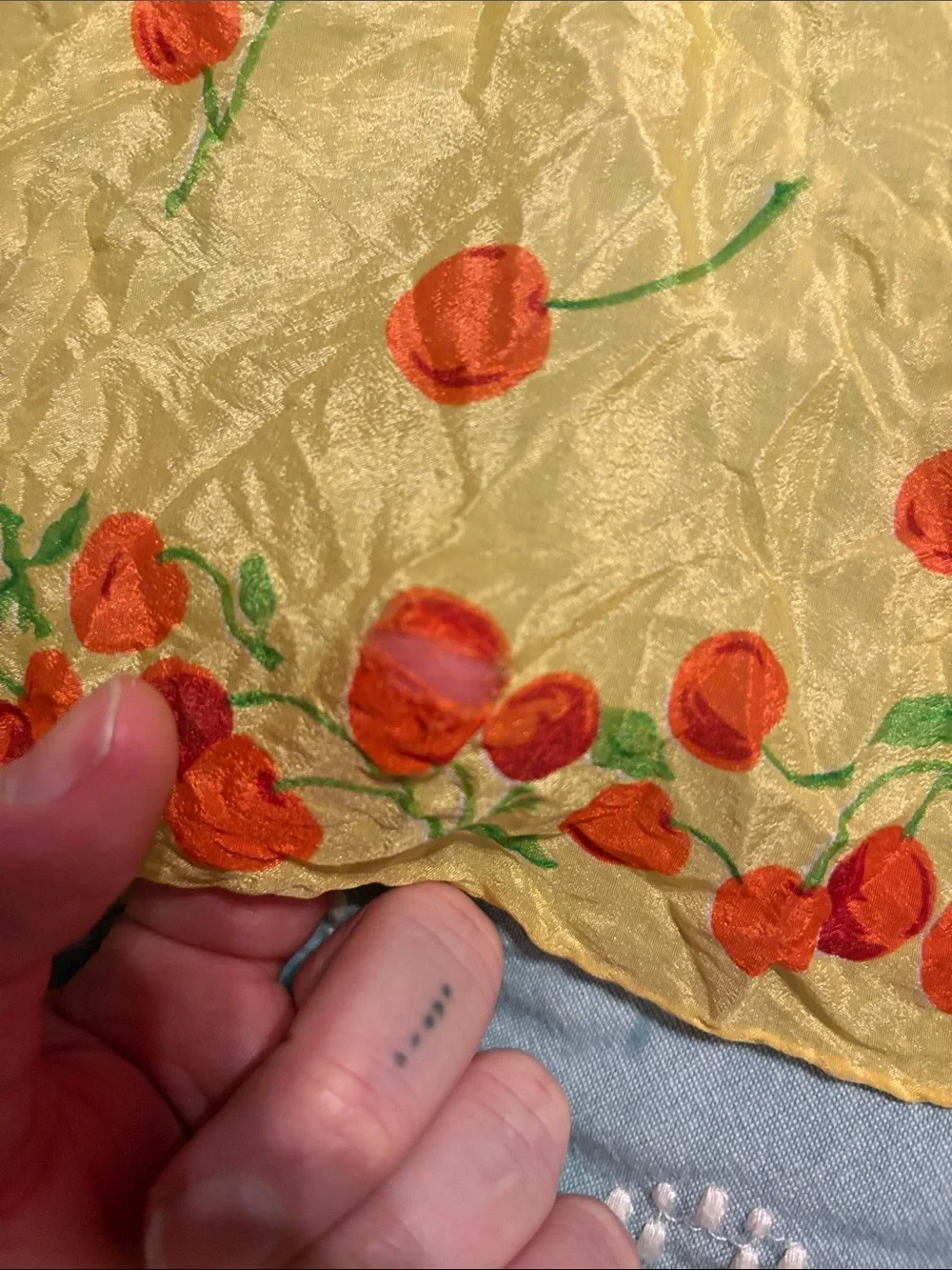 Yellow Cherry Print Women's Scarf